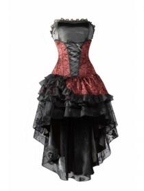 wedding photo -  Red Corset High-Low Layer Skirt Gothic Party Dress
