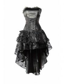 wedding photo -  Black Corset High-Low Layer Skirt Gothic Party Dress
