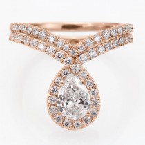 wedding photo -  Pear shaped engagement ring set, wedding ring sets - pear shaped diamond engagement ring set HANDMADE by Silly Shiny Diamodns