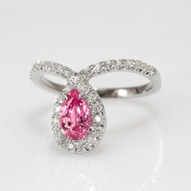 wedding photo -  Pink Sapphire Peare Shaped Engagement Ring "Bliss" Gemstone Pink Engagement Ring- Handmade by Silly Shiny Diamonds