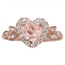 wedding photo -  Moganite Engagement Ring, "Love Blossom" Heart Shaped Engagement Ring - Heart Shaped Diamond Ring