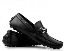 wedding photo -  LIFE STYLE Mens Black Leather Horsebit Driving Loafers Pebble Shoes
