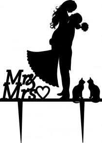 wedding photo - Wedding Cake Topper Silhouette Groom and Bride, Acrylic Cake Topper