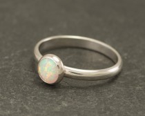 wedding photo - Opal Ring - Silver Opal Ring- Opal Engagement Ring - Simple Modern Opal Ring- Sterling Silver Gemstone Ring- Handmade Silver Jewelry