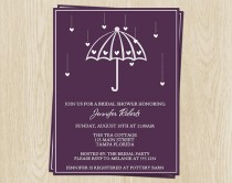 wedding photo - Bridal Shower Invitations, Wedding, Purple Umbrella with Hearts, Set of 10 Printed Cards, FREE Shipping, SHWLL, Shower Her with Love, Plum