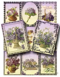 wedding photo - Victorian Violets Digital Collage Sheet Printable Instant Download Original Whimsical Altered Art by GalleryCat CS40