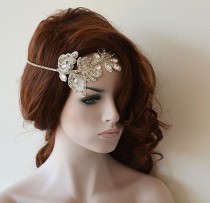 wedding photo -  Wedding Hair Accessories, Bridal Headband, Wedding Headband, Rhinestone and Lace Headband, Wedding Headpiece, Bridal Hair Accessories