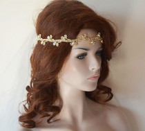 wedding photo -  Wedding Gold Rhinestone Headband, Bridal Hair Accessory, Bridal Headband, Bridal Headbands, Wedding Hair Accessory