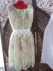 wedding photo - TMD :Green  lace brides maid dresses summer romantic cottage chic dresses ready to ship