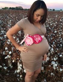 wedding photo - Pregnancy belly band/maternity sash, wedding sash, photo prop, pink, baby shower gift