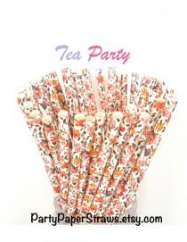 wedding photo - Paper Straws “Floral” Paper Straws Calico Paper Straws Mason Jar Straws  Fast Shipping Floral Paper Straws Tea Party Paper Straws