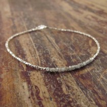 wedding photo - Diamonds in the Rough Silver Beaded Bracelet Gemstone Stone Beadwork Wedding Jewelry Bridal Accessories Bridesmaid Gifts Maid of Honor Gift