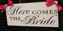 wedding photo - Here Comes the BRIDE Sign/Photo Prop/Reversible Options/Great Shower Gift/Navy Blue