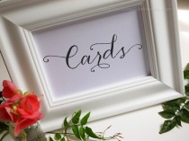 wedding photo - Wedding Cards Table Sign - Decoration for Post box, basket or birdcage - Chic Romantic Elegant Calligraphy - Shimmer