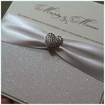 wedding photo - Handmade Luxury Glitter Wedding Invitation The Glitzy Crystal Pocketfold Sample Any Ribbon Colour