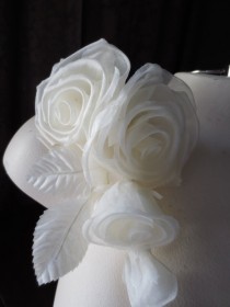 wedding photo - SECONDS Silk Millinery Rose Corsage in Ivory Silk  for Bridal, Derby, Ascot, Bouquets, Sashes, Costumes, Fascinators MF123