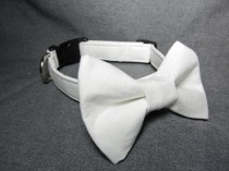 wedding photo - Designer Dog Collar - White Dog Collar and Bowtie - Wedding dog collar, bow tie dog collar