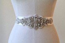 wedding photo - SALE 25% off.  Bridal beaded rhinestone pearl sash. / Vintage style crystal applique wedding belt.  VINTAGE MOSAIC