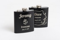 wedding photo - Personalized Best Man Gift, Engraved Groomsmen Gift, Nautical Wedding, Anchor Designed Flask, Engraved Stainless Steel Flask, Flask