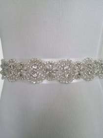 wedding photo - SAMANTHA Vintage Inspired Pearl and Crystal Bridal Sash, Beaded Wedding Gown Belt