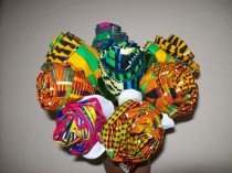 wedding photo - 8 African fabric Roses, kente fabric flowers, African American Wedding bouquets / African decor / Craft Supplies/ Mother's day/ Valentines