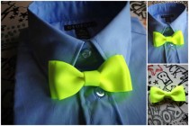 wedding photo - Neon Yellow bowtie for boys, infant bowties, toddler bowtie, Birthday Photo Prop or Photography Session, family photos Christmas Shower Gift