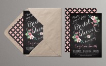 wedding photo - Printable Bridal Shower Invitation (chalkboard) - Chalkboard Invitation with flowers