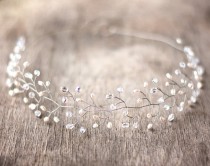 wedding photo - Wedding headpiece, Silver headpiece, Crystal halo, Bridal headpiece, Hair accessories, Wedding headband, Headpiece pearls, Silver headpiece.