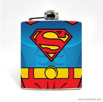 wedding photo - Superman Hip Flask Hip Flask 6oz Flask Mens Flask Liquor Superhero DC Favor Groomsmen Clark Kent