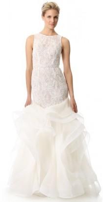 wedding photo - Theia Embroidered Lace Cascading Ruffle Gown
