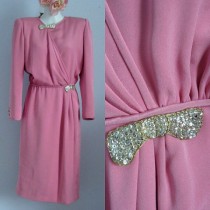 wedding photo - Free Shipping Vintage Dress, 1970s Dress, Valentino Night, Valentino,  Pink Evening Dress, Dinner Dress,  Pink Formal Dress, Wedding