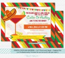 wedding photo - Mexican Fiesta Couples Shower Invitation, Front and Back design, 5x7 Printable Engagement Party by The Silly Nilly Studio