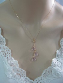 wedding photo - Rose Quartz 14K Gold Filled Necklace, Rose Quartz Necklace, Rose Quartz Cluster Necklace, Rose Quartz Briolettes,Wedding Jewelry, Bride Gift