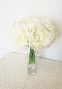 wedding photo - JennysFlowerShop 9" Silk Artificial Flower Bouquet Mixed w/ Hydrangeas/ Roses/ Peonies/ Ranunculus for Home/ Wedding Decorations Pink