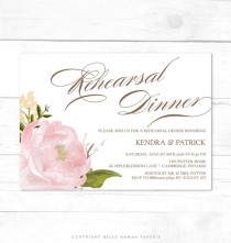 wedding photo - PRINTABLE Invitation - Pink Watercolor Peony Rehearsal Dinner Invitation - Hand drawn Flowers - Belle Peony - Customizable to Any Event