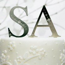 wedding photo - Brushed Silver Monograms With Crystals