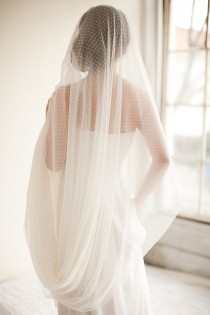 wedding photo - Dotted Point d' Esprit Cathedral Veil, Bridal Veil, Swiss Dot Veil - Sophia  MADE TO ORDER- Style 7113