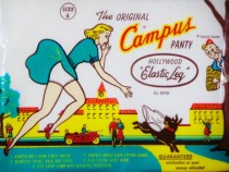 wedding photo - Campus Panty 1950s Sealed In Package Hollywood Elastic Leg Rayon Nylon Size 6 Kid-Glove Perfection