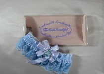 wedding photo - 1960s Bridal Blue Lace Garter with its Original Box