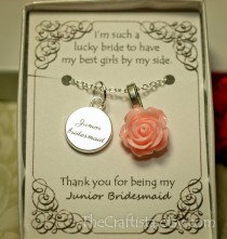 wedding photo - Personalized Junior Bridesmaid Necklace with Color Motiff and Initial -- JBL - Junior Bridesmaid Gift -- Junior Bridesmaid Jewelry