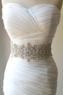wedding photo - Luxury wide statement crystal, pearl bridal sash. 4 inch wide beaded rhinestone wedding belt. VERA