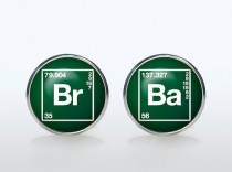 wedding photo - Breaking Bad cufflinks Silver plated Br Ba cuff links Accessories quote jewelry unique Wedding gifts for men green white