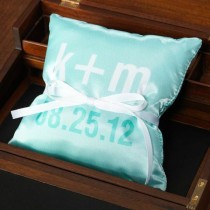wedding photo - Wedding Ring Pillow - MODERNA In Teal Personalized Ring Pillow - Wedding Pillow - Custom Monogram Pillow