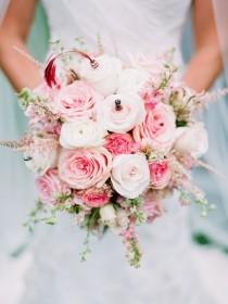 wedding photo - Pink Rose Bridal Bouquet