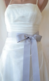 wedding photo - Grey Grosgrain Ribbon, 1.5 Inch Wide, Grey Ribbon Bridal Sash