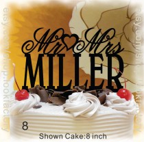 wedding photo - Mr and Mrs Wedding Cake Topper With Your Family Name(Last Name) - Custom Made Monogram Cake Topper
