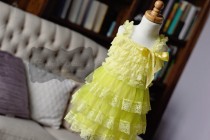 wedding photo - CLOSEOUT!!! Lemon Lime Lace Flower Girl Dress, baby lace dress, Flower Girl dress, Two toned lace flower Girl dress, lemon and lime, limeade