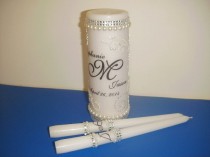 wedding photo - Unity Candle Set Rhinestones and Gems Personalized