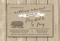 wedding photo - wedding rehearsal invite, vintage pig, kraft paper invite, rehearsal BBQ, couples shower invite, PRINTABLE invite, digital invitation