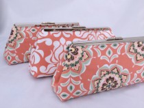 wedding photo - Coral Bridesmaids Gift Custom Clutch- Custom Design your Own Wedding Party gift in various patterns and colors